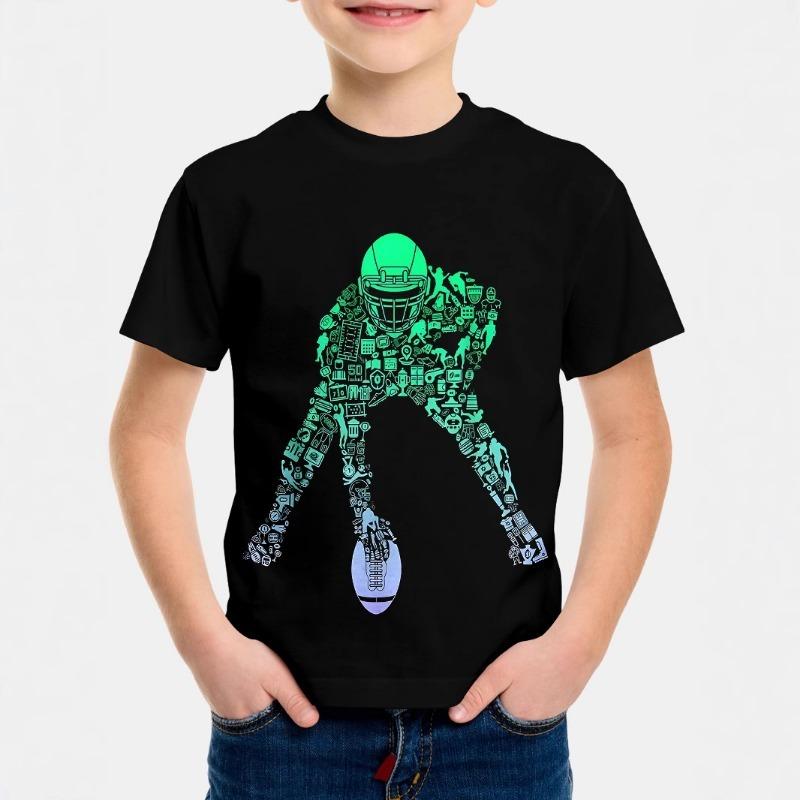 Color Blocked Short Sleeved 3D Digital Printed T-shirt for Children Shirt