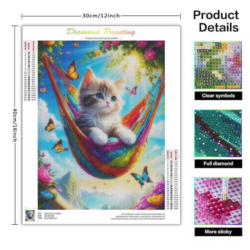 Full Diamond Painting Animal Cat New Arrivals 2024 Diamond Embroidery Flower Wall Decoration Craft Kit Gift