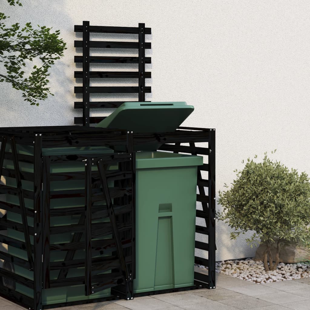 Vidaxl Verlängerung für Mülltonnenbox, Schwarz, Kiefernholz
