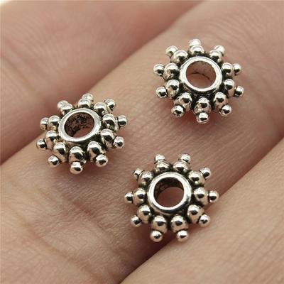 20pcs 8x8x2mm Antique Silver Color Spacer Beads Fit Bracelet Findings Jewelry Making Round Spacer Beads Charm Charm
