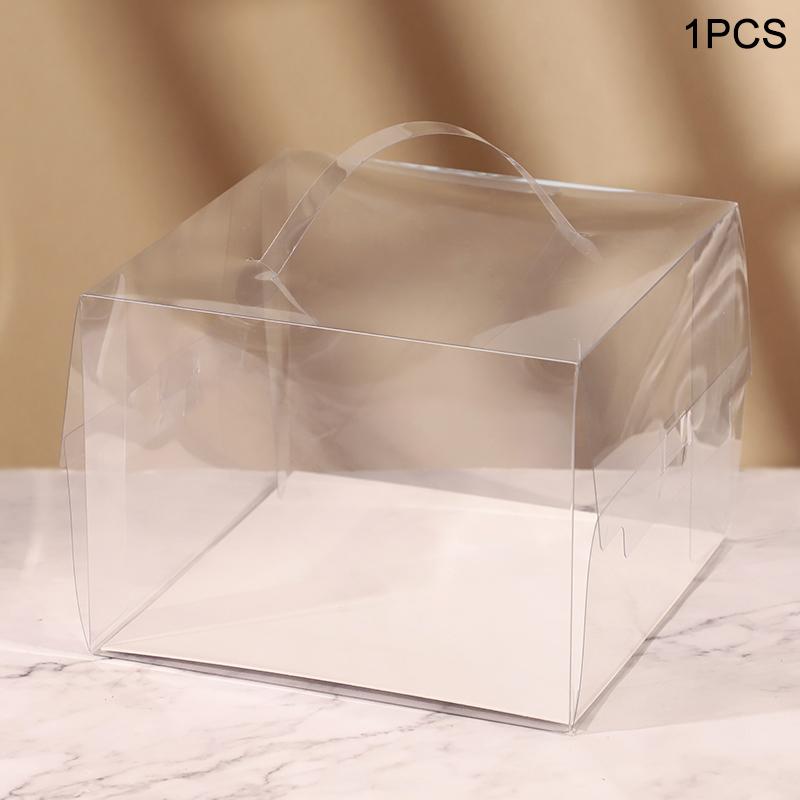 Transparent Cake Box Plastic Dessert Cupcake Packaging Box with Handle Wedding Birthday Party Supplies Gift Wrapping Decoration
