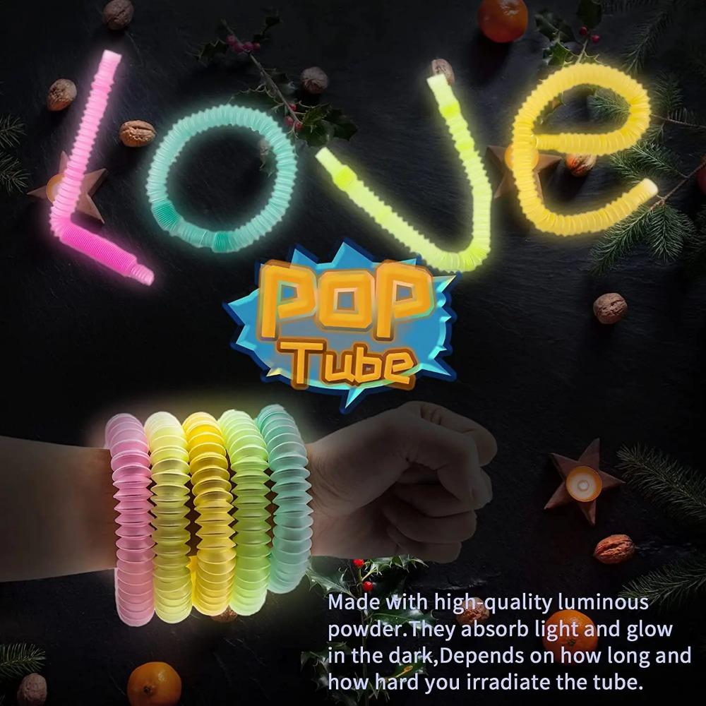 6 Stück Leuchtende Pop Tube Fidget Toys Stretch-Röhre Sensorisches Spielzeug Biegen Bauen Verbinden Spielzeug Für Kind Mädchen Junge Stress Autismus ADHS Angst