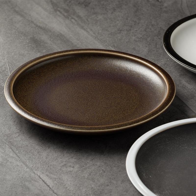 Creative Ceramic Western Food Plate Round Bone Plate Japanese Food Plate Household Dim Sum Plate Restaurant Dish Tableware