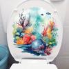 Sea Turtle Coral Jellyfish Toilet Lid Decal Sticker Bathroom Beautification Self-Adhesive Decoration Waterproof Sticker