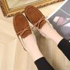 Women's House Slippers Indoor Outdoor Moccasin Fuzzy Fluffy Furry Loafers Suede Leather Warm Shoes