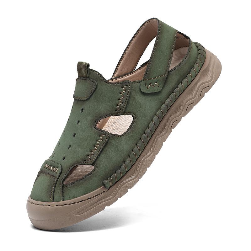 2025 Popular Bag Head Sandals Men's Summer Beach Sandals Trendy Men's Hand-stitched Large Size Cool Slippers