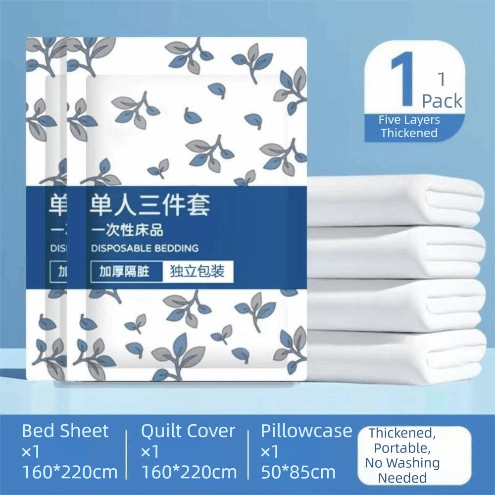 Thickened Material Non-Woven Bedding Set Non-Woven Fabric Dirty Proof Travel Bedding Set Three/Four-Piece Set Extra Large Size