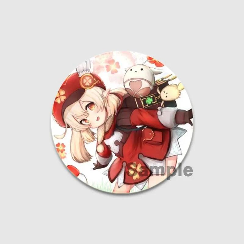32/44/58mm Klee Pin Round Cartoon Funny Snap-in Brooche for Backpack Cothes Accessorie Anime Genshin Impact Collection Badge Hat Decoration