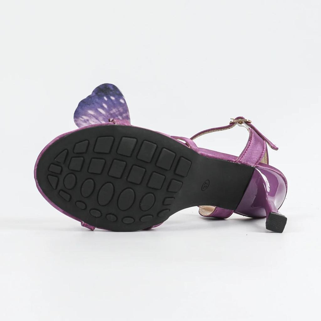 Fashion Colorful butterfly decoration women's sandals stiletto open parka high heels summer 2024