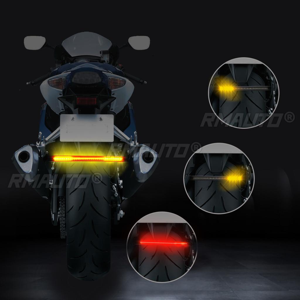 12V Motorcycle Safety 32LED Strip Light Running Rear Brake Turn Signal Flexible Motorcycle Signal Lamp