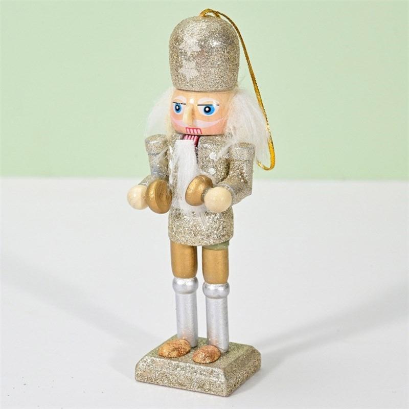 Stylish Nutcrackers Display Ornament Unique Wood Nutcrackers Desk Decoration with Gold and Silver Highlight for Party