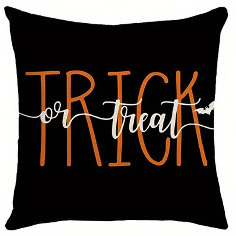 

1pc Halloween checkered pumpkin ghost throw pillowcase set,used for sofas, bedrooms,Halloween ghost pumpkin design 18x18Inch