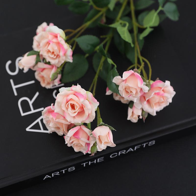 

66Cm Artificial Bubble Roses Branches Silk Fake Flower Living Room Decoration Light Luxury Simulation Rose Orange Flowers