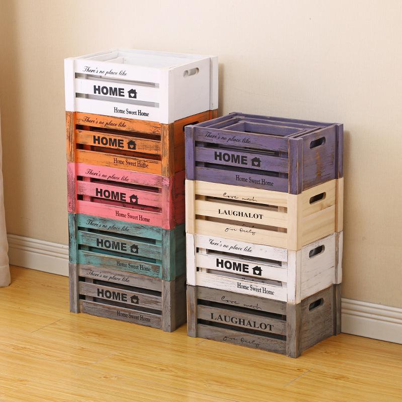 Vintage Weathered Wooden Slat Display Box for Decorative Props and Weddings