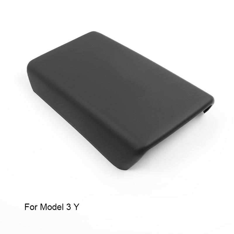 For Tesla Model 3 Y ABS Armrest Box Cover Rear Air Outlet Protective Cover Black Carbon Fiber Electric Vehicle Sticker Decoratio