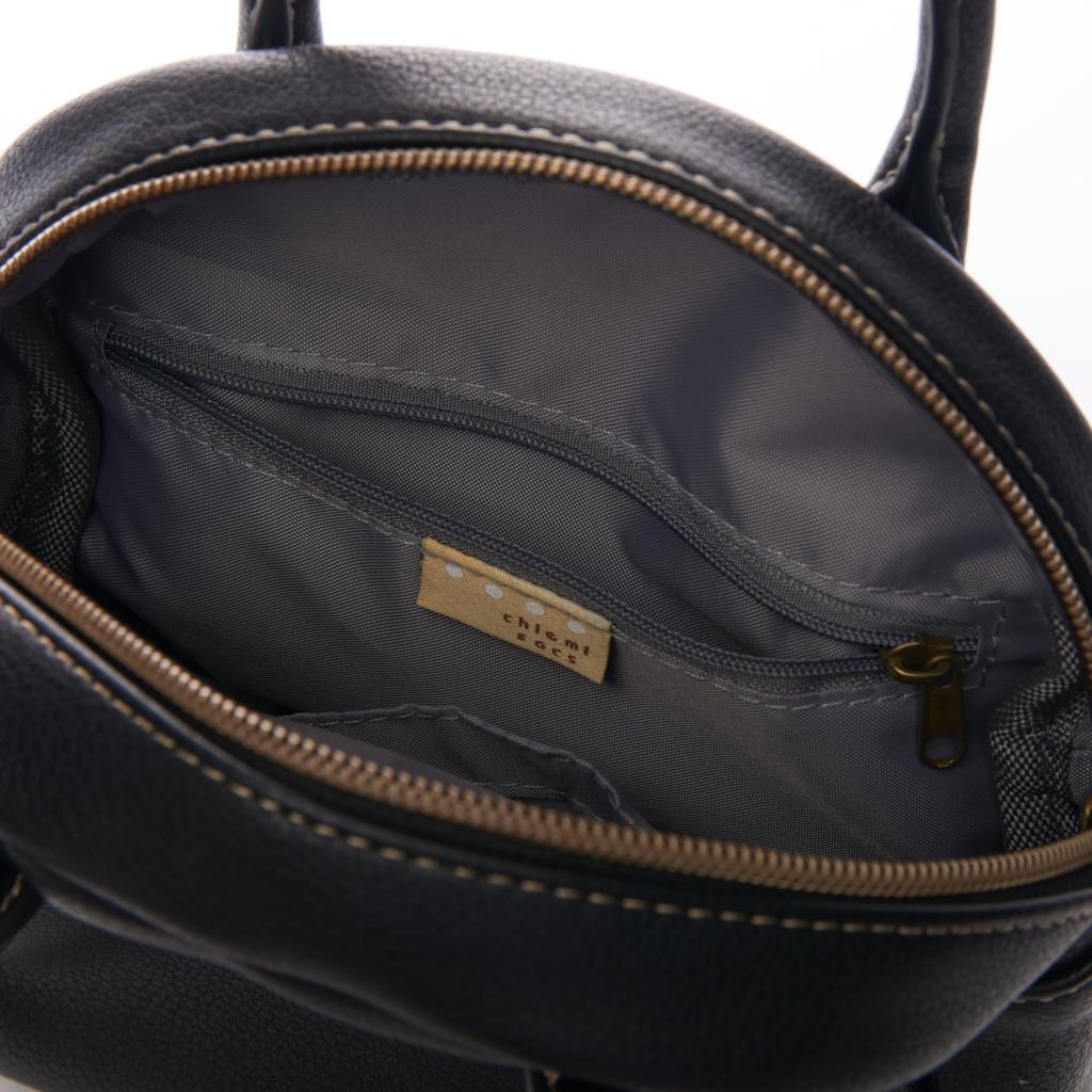 Chiemi Sacs Handtasche, Mini Boston Tasche, Umhängetasche, 2-Wege, Schlicht, Natürlich, Schwarz, 2402-6251