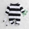 Infant Newborn Baby Boys Girls Striped Pocket Romper Jumpsuit Casual Clothes