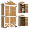 Abri de jardin en bois 105x55x179 cm Armoire à outils avec 4 étagères Toit en métal galvanisé Naturel