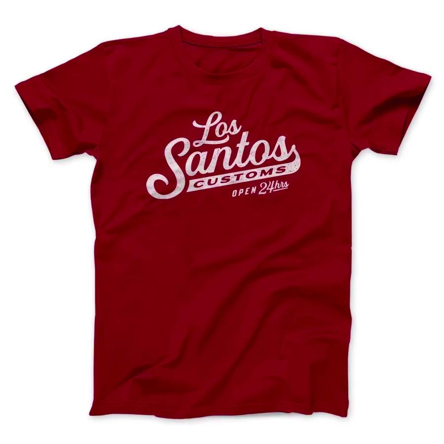 Los Santos Customs T Shirts Graphic Print Casual Tee Classic Letter Streetwear Oversize Loose Top Trendy Vintage Nostalgic Retro
