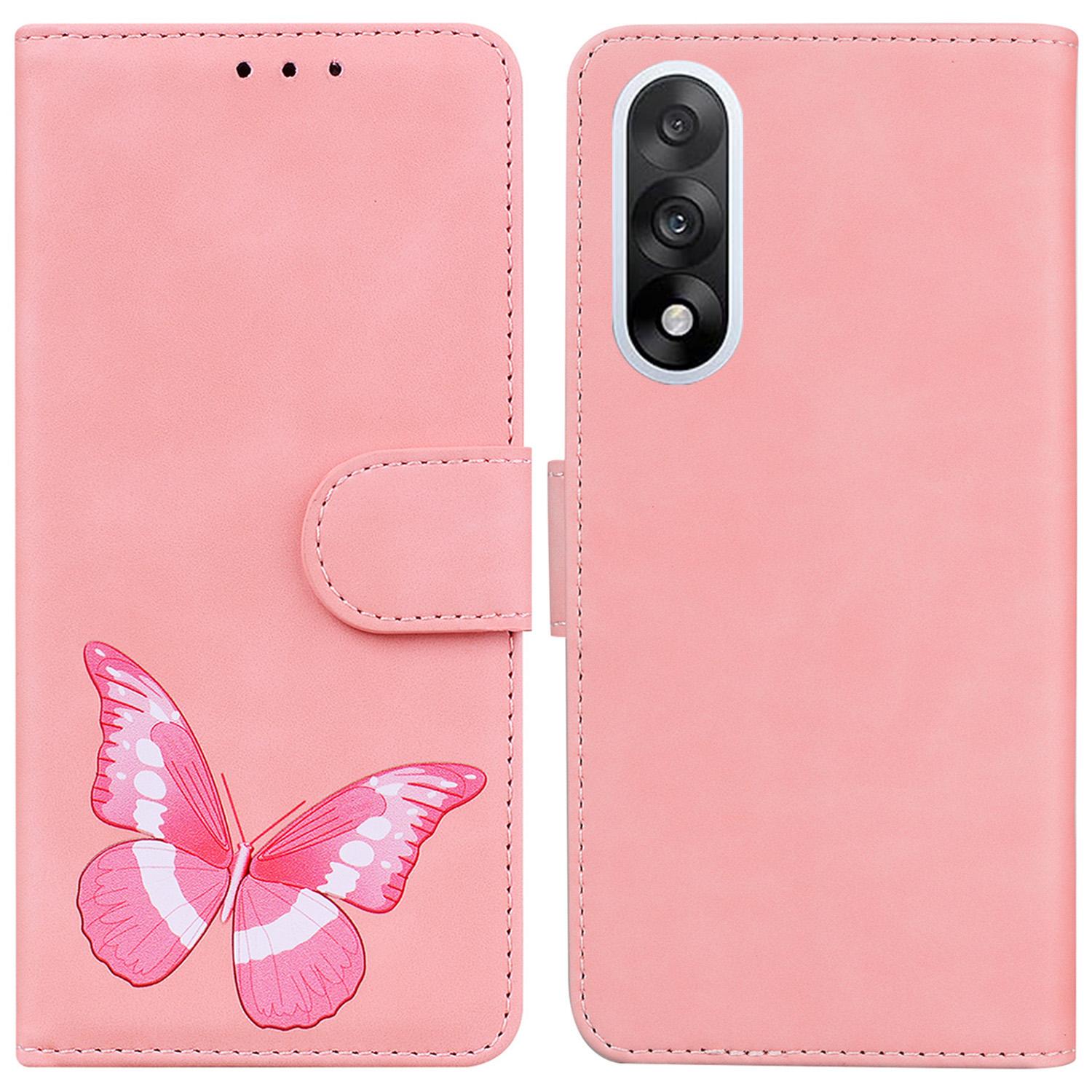 

For OnePlus Nord 5 5G Stand Case PU Leather Phone Cover Butterfly Printed Pink