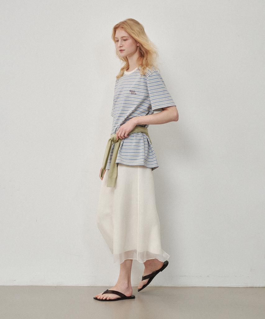 Ost Kaka Sheer Layered Maxi Skirt Ivory