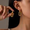 GEMCHIC Women's Fashion Textured Oval Link Stainless Steel Earrings Detachable Design