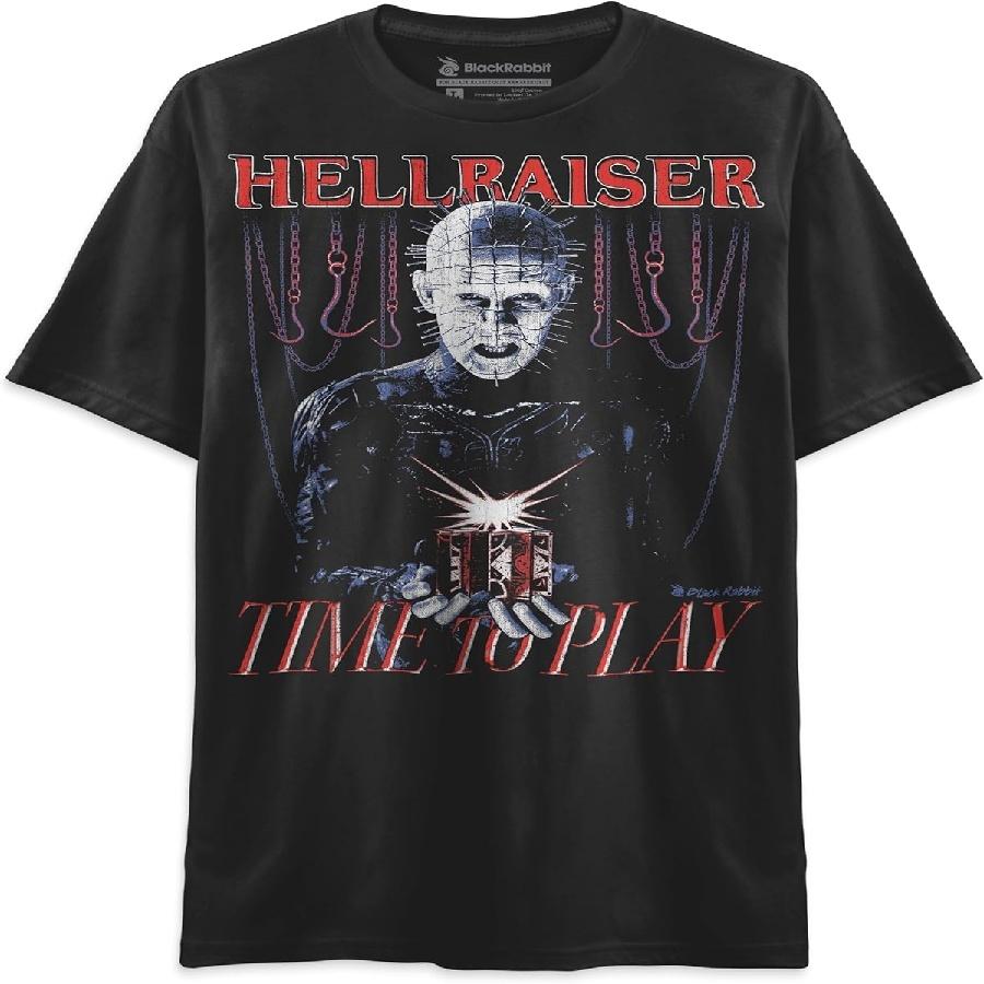 Black Rabbit Hellraiser Time to Play Pinhead Shirt Retro Horror Unisex Classic T-Shirt S
