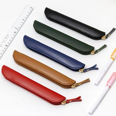 Stationery Bag Multi-Functional Design Slim Pencil Case Organizer Imitation Leather Compact Portable Pen Storage Pouch