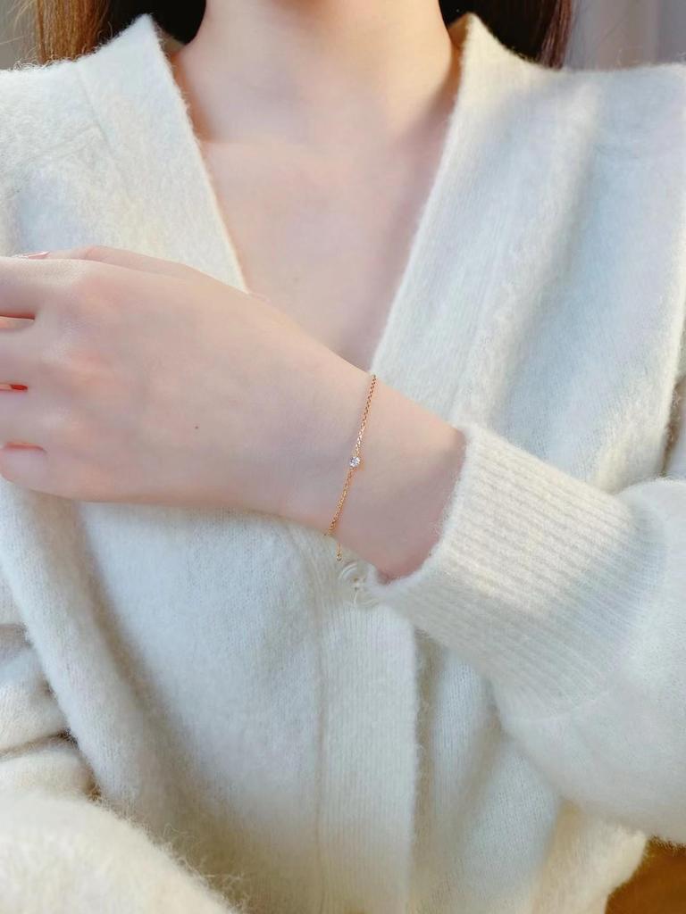 925 Sterling Silver Mini Diamond Bracelet - Women's Japanese & Korean Style, Fashionable, Stackable, & Versatile Hand Jewelry