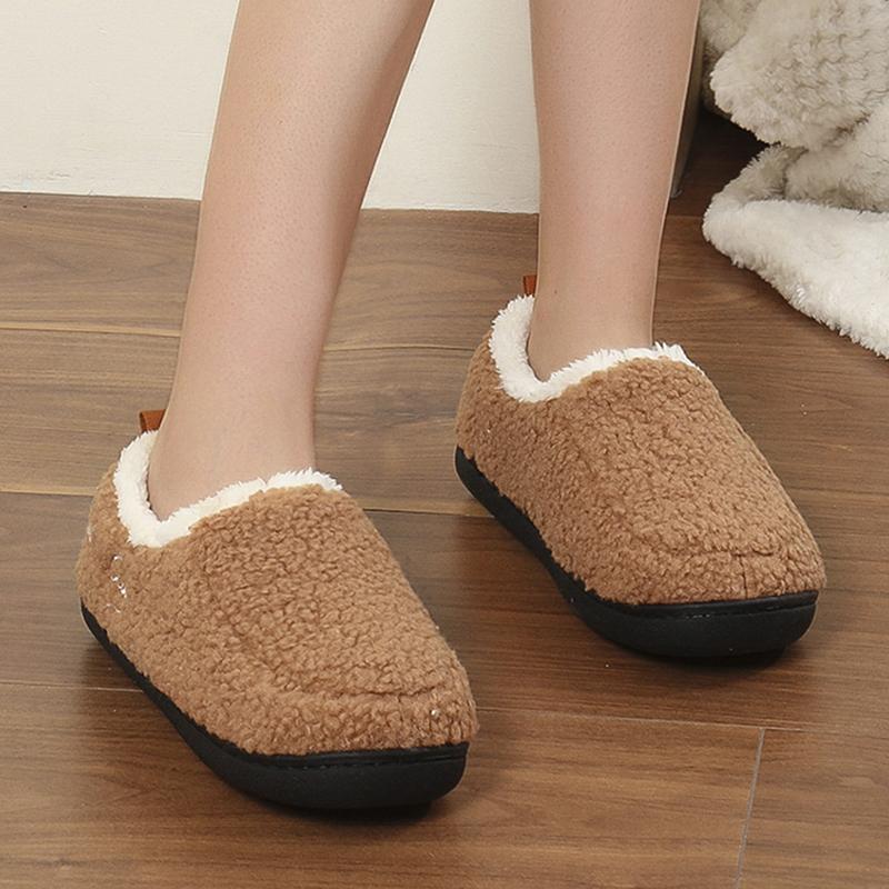 

Женские зимние теплые хлопковые туфли из искусственной шерсти, нескользящие, с закрытой пяткой, домашние тапочки для помещений, женские удобные плюшевые тапочки для спальни 44-45 коричневый