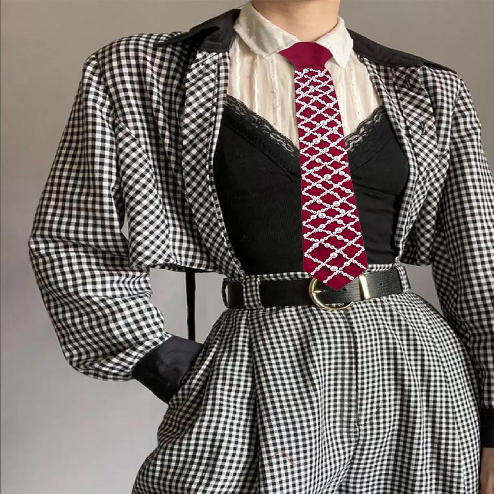 Arrow Style Business Tie With Pearl Accent For Men And Women Office Fashion