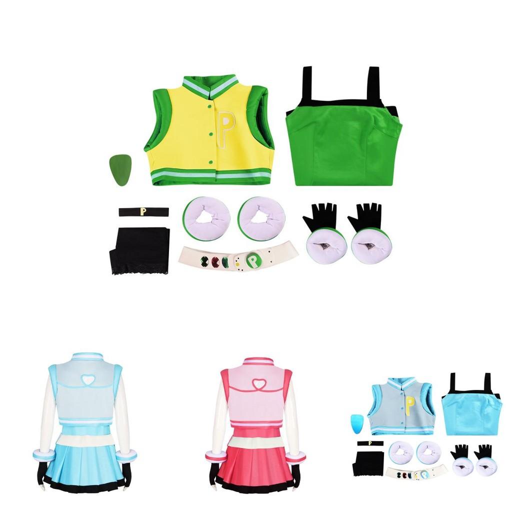 Farbenfrohes Polyester Powerpuff Girls Cosplay Kostüm Perfekt für Halloween oder Bühnenauftritte