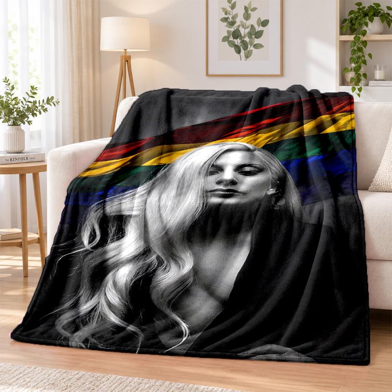 Lady Gaga Flannel Throw Blanket Soft Warm Cozy For Sofa Bed Indoor Home Bedroom Use