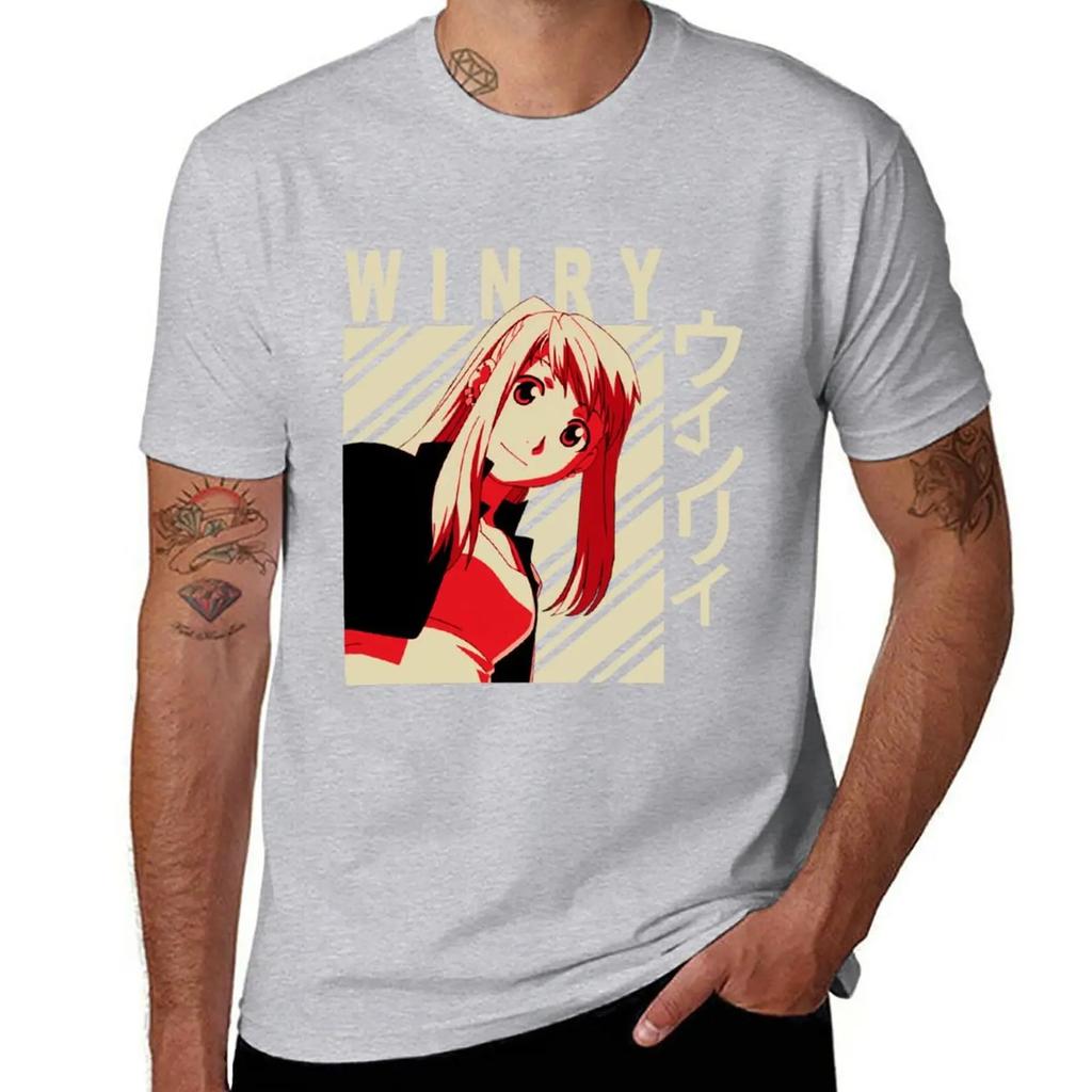 New Winry Rockbell - Vintage Art T-Shirt Black T Shirt Tops Sweat Shirts Oversized T Shirts Mens T Shirt Graphic