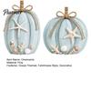 Dekorative Holzkürbisse für Zuhause 2 Stück Küstenkürbis-Deko, Blaues Holzschild, Herbst Handgefertigt Massivholz Geschenke Tischmittelstück Thanksgiving