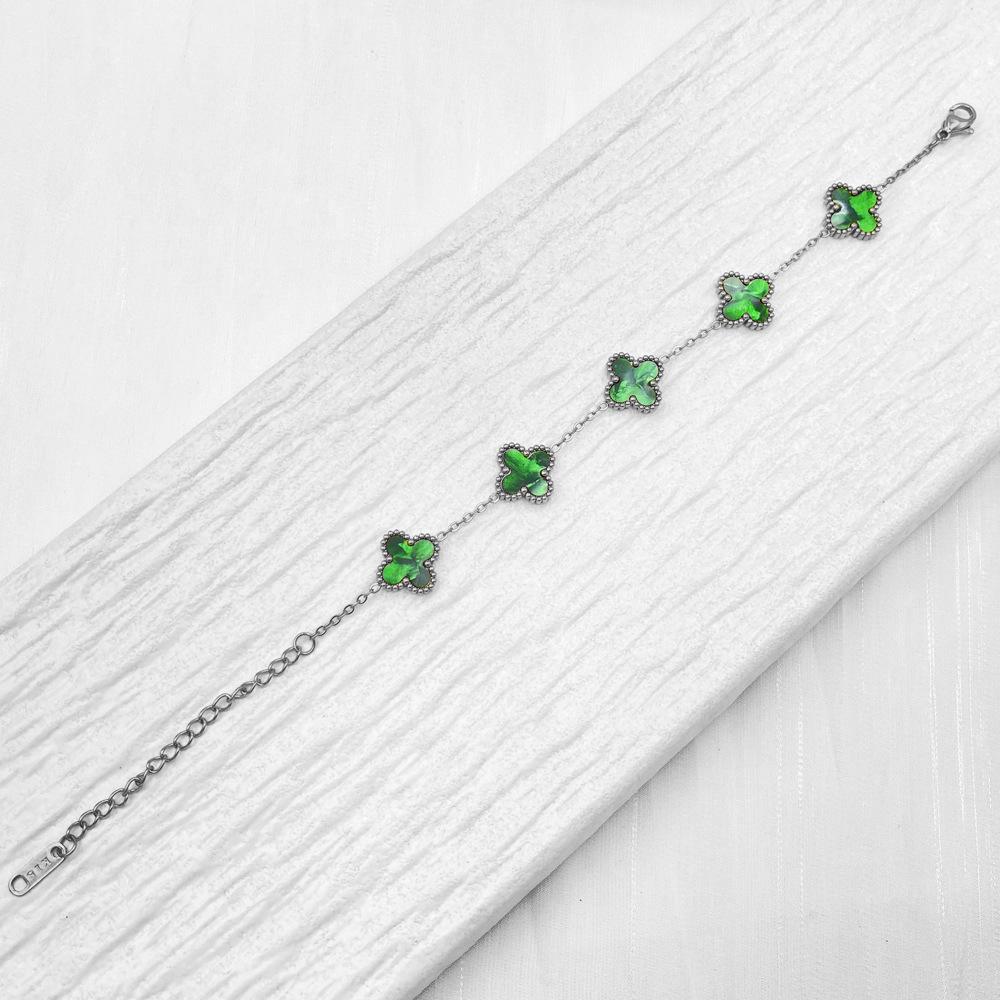 13mm Non-Fading Stainless Steel Four-Leaf Clover Bracelet for Women - Fresh Style