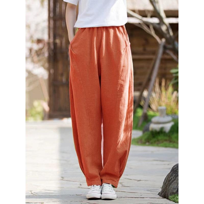 Cotton and Linen Lantern Pants Artistic Loose and Versatile Casual Long Pants Practicing Tai Chi Pants Women’s Trousers