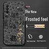 Black Cartoon Chinese Style Silicone Honor X20se Phone Case with Tempered Glass Protector
