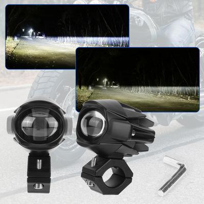 2Pcs LED Motorcycle Spot Light Waterproof Auxiliary Motorcycle Headlight with Mount Brackets Universal Fit for Motorcycles