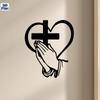 Flat Cross Heart Iron Wall Art Sculpture Religion Home Decor Gift Large Size