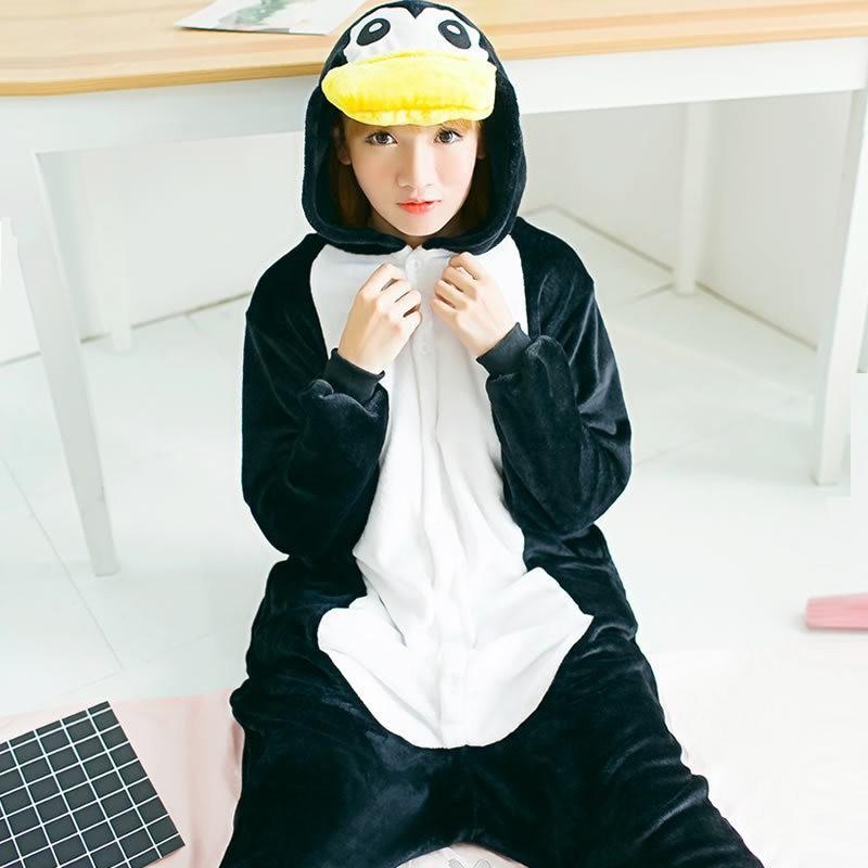 Cozy Cartoon Fleece Onesie Pajamas Couples Winter Home Sleepwear With Cow Nezha Capybara Disney Characters