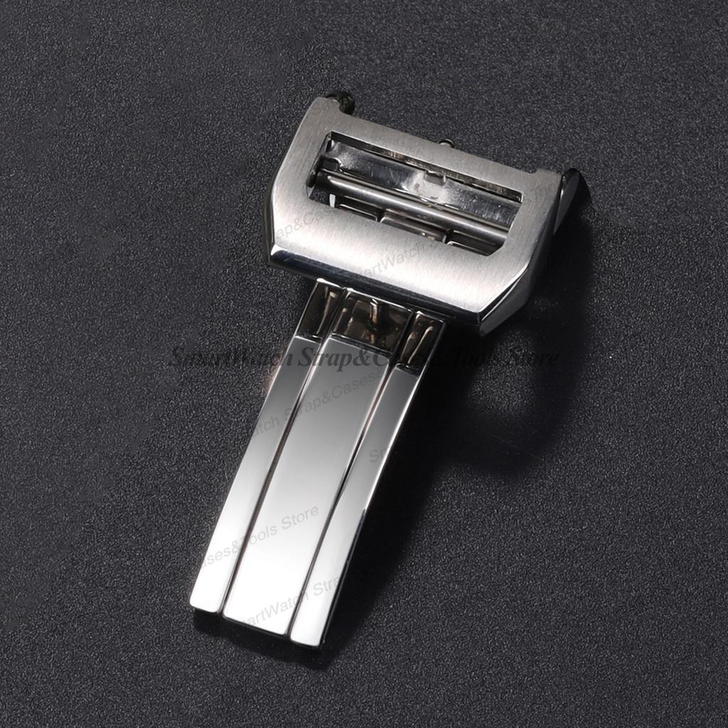Hebilla de Reloj de 18 mm para IWC Pilot Mark Portuguese Acero Inoxidable Hebilla Plegable Banda de Caucho Nylon Cuero Botón de Hebilla Desplegable