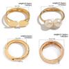 Salircon Exaggerated Big Imitation Pearl Open Bracelets for Woman Vintage Striped Metal Spring Bangles Punk Party Jewelry