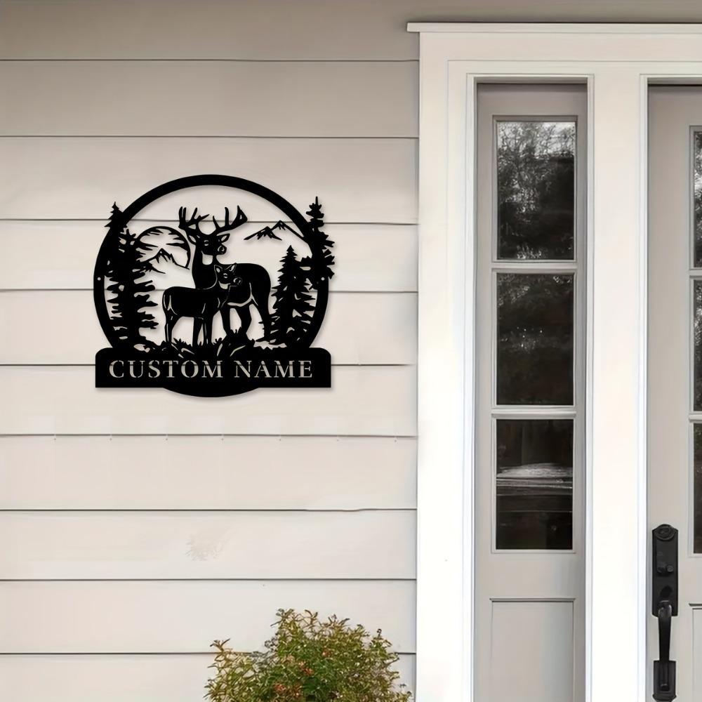 1pc Custom Metal Buck & Wilderness Wall Decor, Personalized Rustic Emblem Sign for Home & Office, Wall Sculpture.