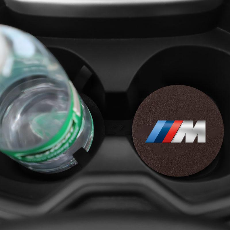 2Pcs Auto PU Leather Cup Holder Mat Anti-Slip Noise Dampening Pad Accessories Stickers For BMW G80 G06 G07 G42 G14 G15 G16 F82 M