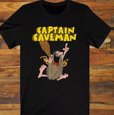 T-shirt noir Captain Caveman dessin animé Unisexe Toutes tailles S à 5XL