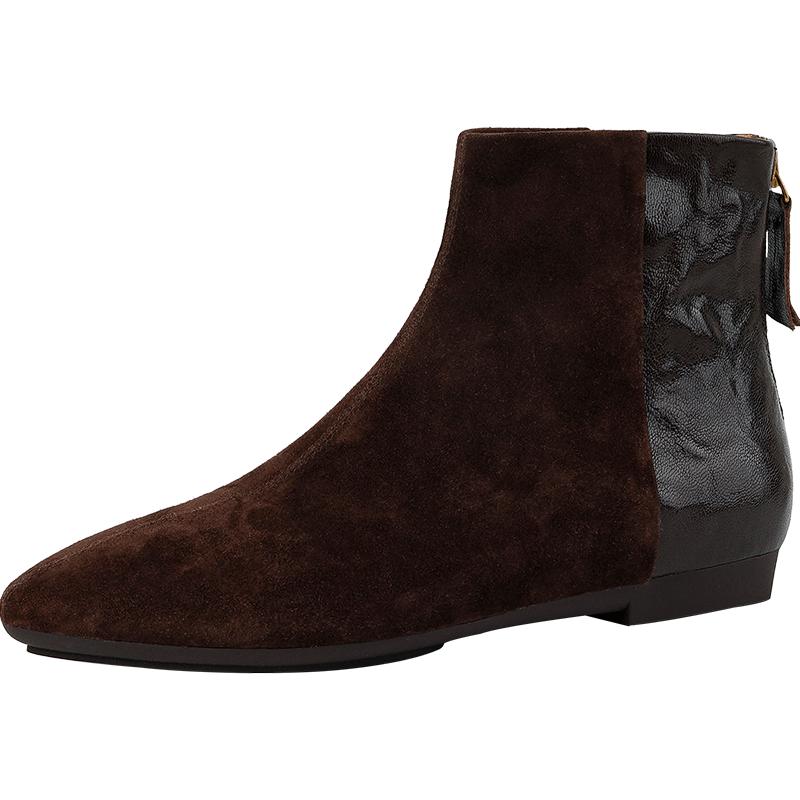 Fashion 2025 NEW Autumn Ankle Boots Kid Suede Leather Women Shoes Pointed Toe Zipper Modern Boots Low Heel Chelsea Boots