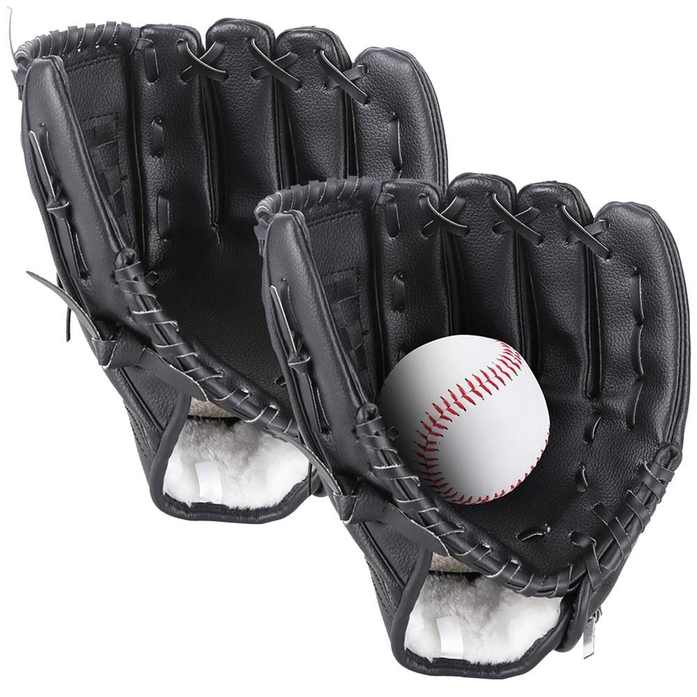 

REAL&SELECTED Baseball Glove Set 12.5-inch Catching Practice Gloves 2 Pieces and 1 Ball Lightweight Safe Material Right-Handed Black