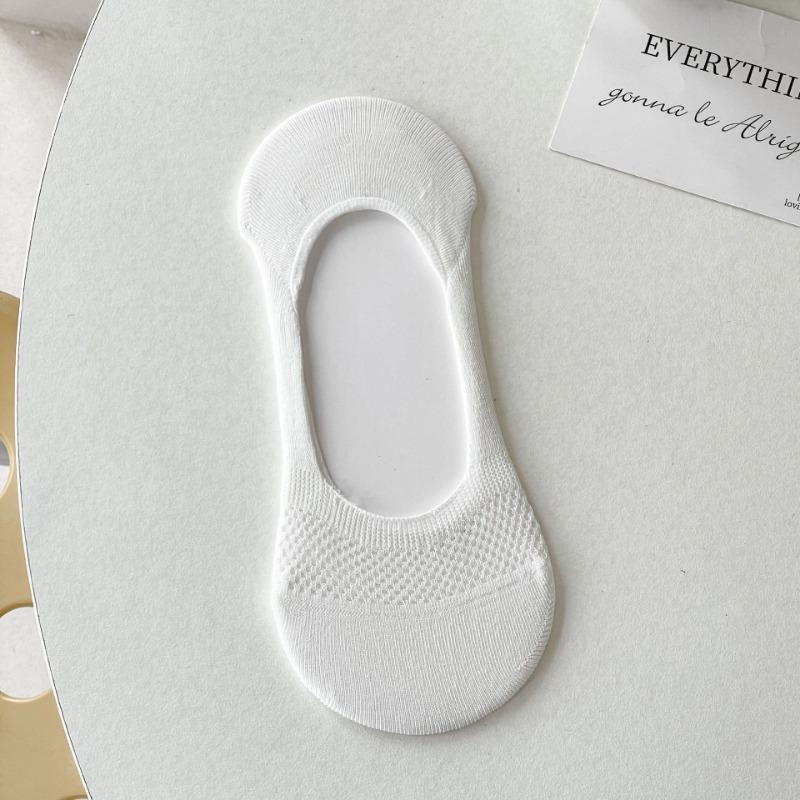 Women's Summer Thin Solid Color Mesh Silicone Non Slip Shallow Mouth Invisible Boneless Heel Socks