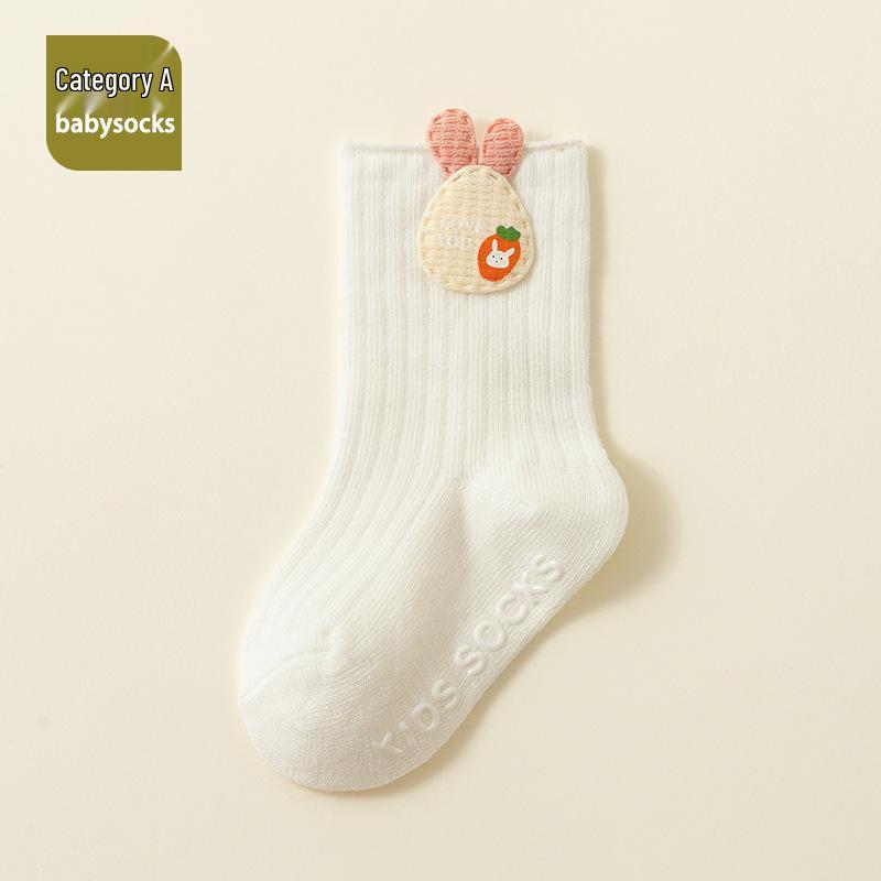 Non-slip Cartoon Toddler Walking Socks with Loose Cuff, Mid-Calf Length, Spring & Autumn